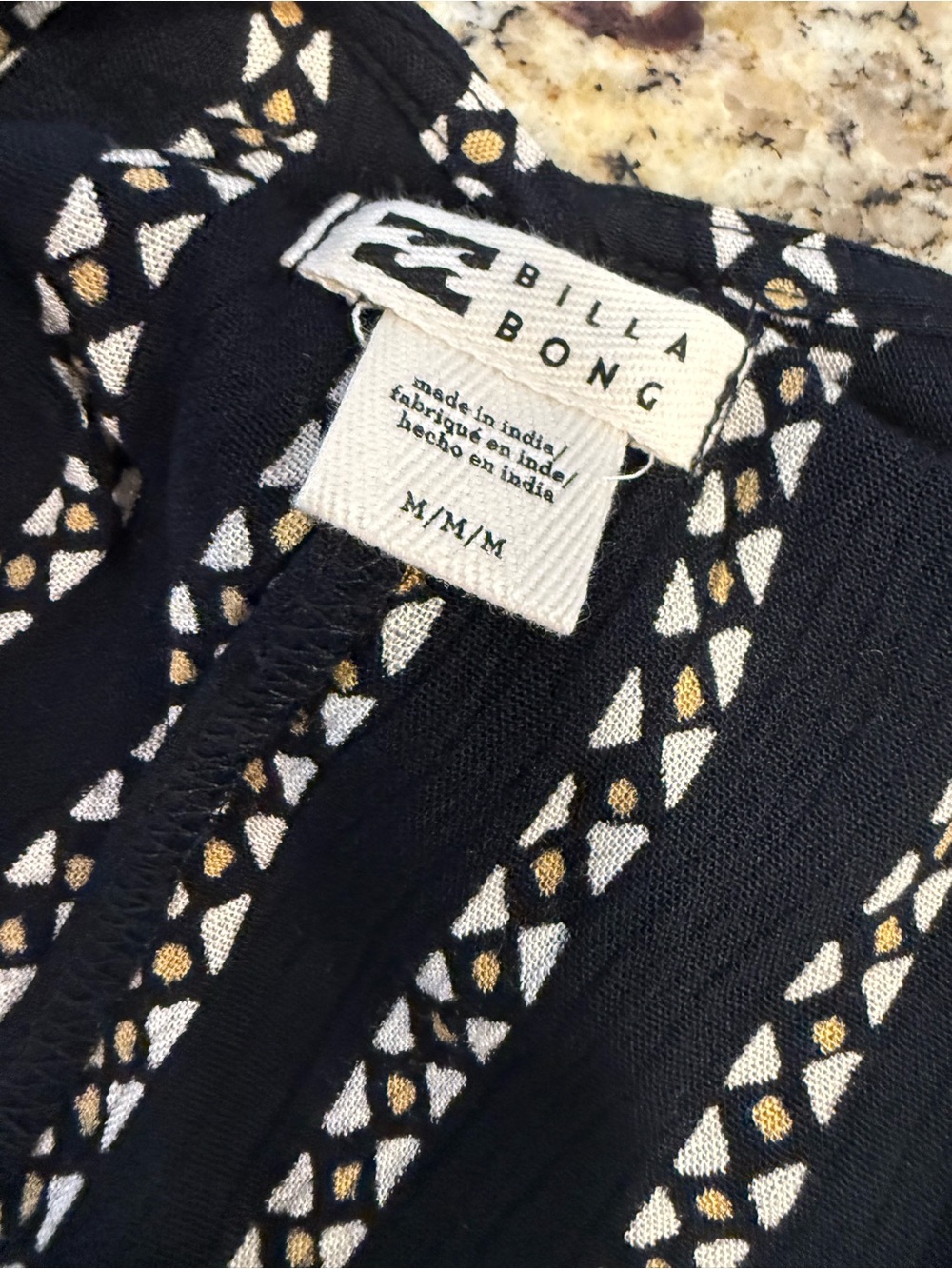 Billabong boho chic black geometric striped crop wide leg jumpsuit M - Picture 5 of 14